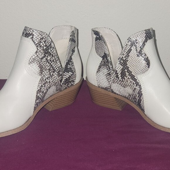 Fergalicious White Snakeskin Ankle Boots - Picture 3 of 8